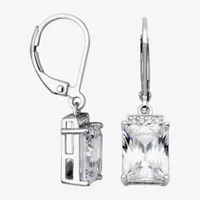 Cubic Zirconia Sterling Silver Rectangular Drop Earrings