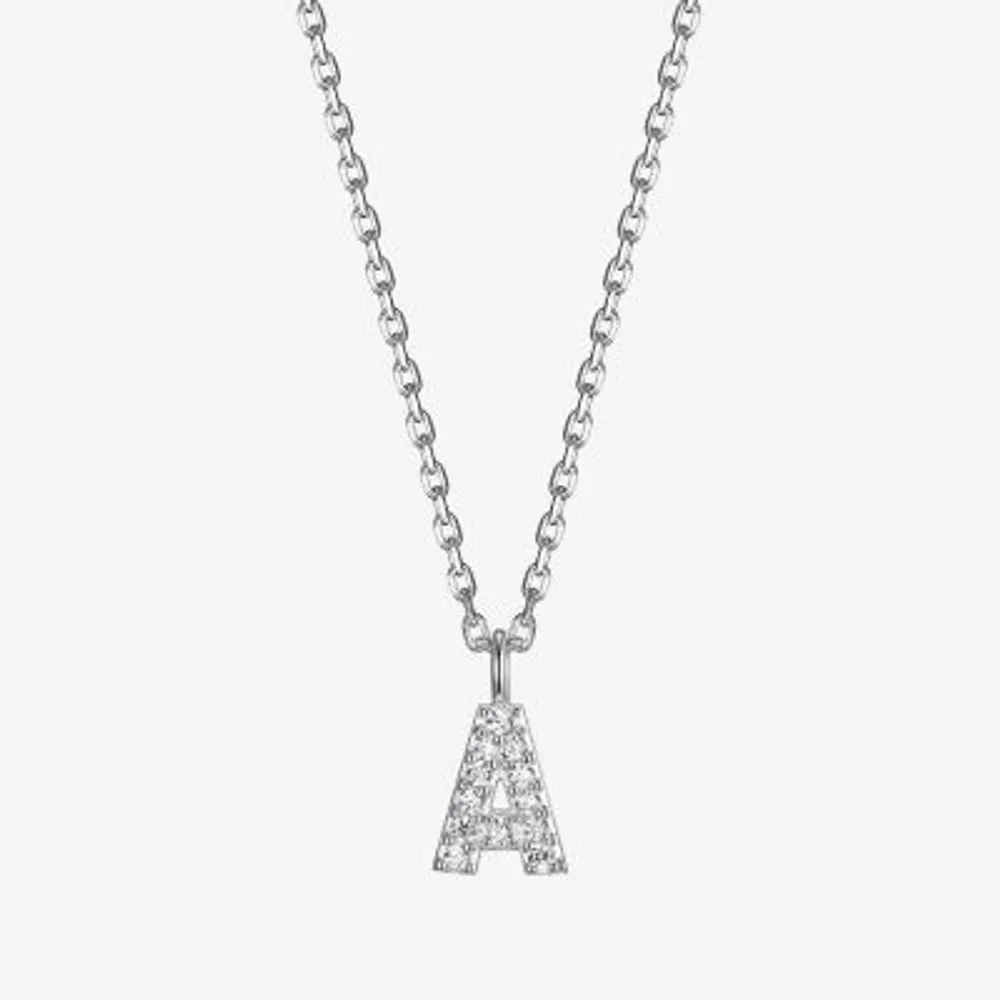 Womens Diamond Accent Cubic Zirconia Sterling Silver Round Pendant Necklaces