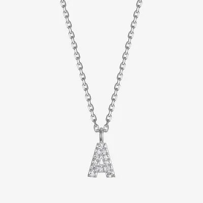 Womens Diamond Accent Cubic Zirconia Sterling Silver Round Pendant Necklaces