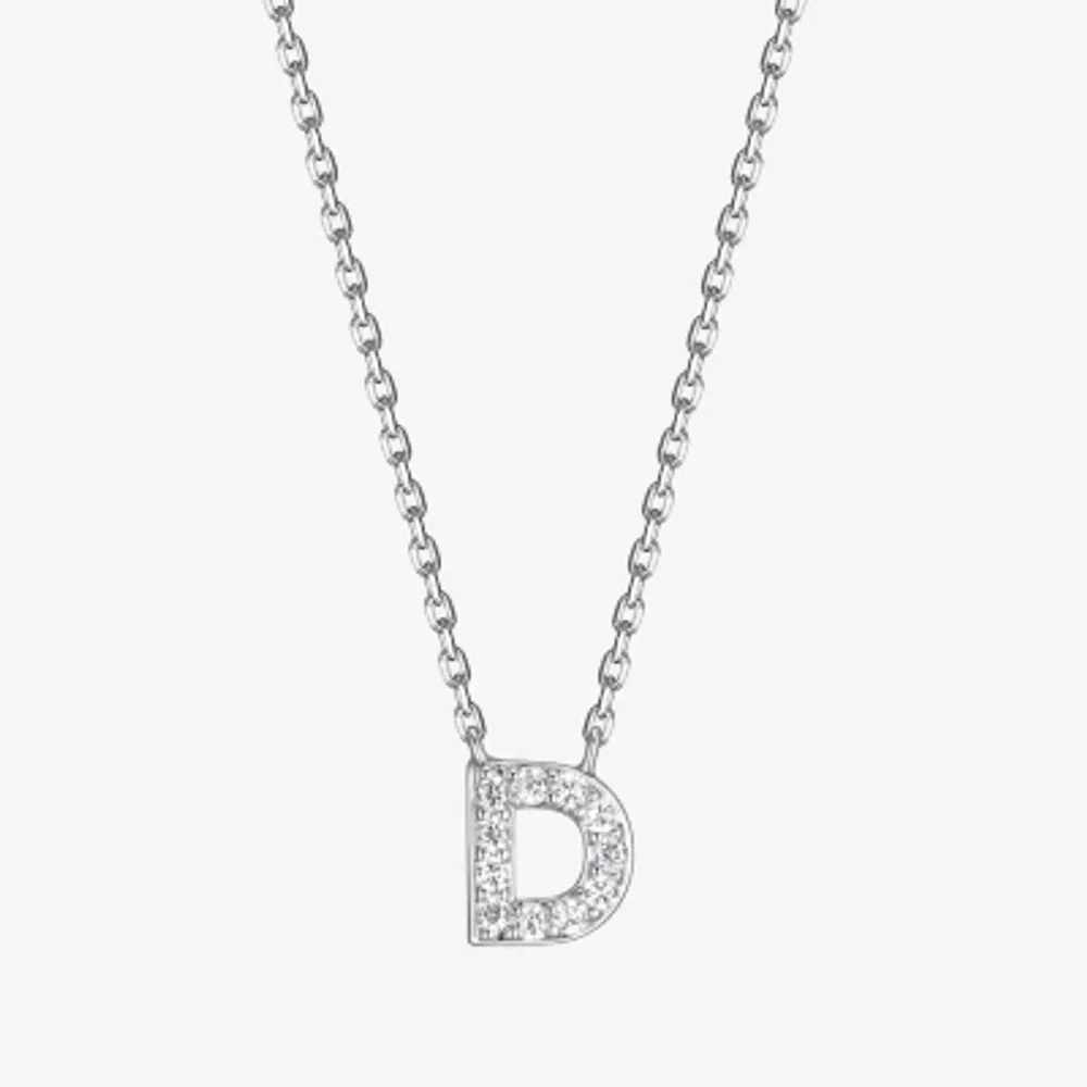 Womens 1/10 CT. T.W. Cubic Zirconia Sterling Silver Round 18 Inch Pendant Necklace