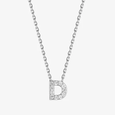 Womens 1/10 CT. T.W. Cubic Zirconia Sterling Silver Round 18 Inch Pendant Necklace
