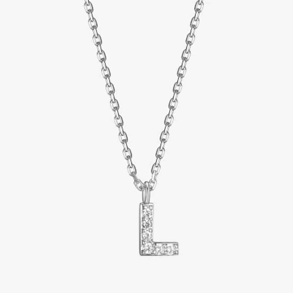 Womens Diamond Accent Cubic Zirconia Sterling Silver Round Pendant Necklace