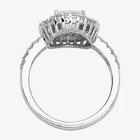 Womens 3 1/2 CT. T.W Cubic Zirconia Sterling Silver Square Halo Cocktail Ring