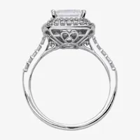 Womens 4 1/2 CT. T.W. Cubic Zirconia Sterling Silver Rectangular Halo Engagement Ring