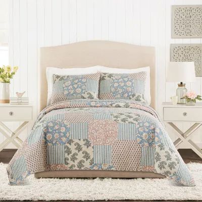 Mary Jane's Home Provencal Rose 3-pc. Embroidered Quilt Set