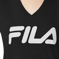 FILA Sasha V Neck Tee Womens Short Sleeve Graphic T-Shirt