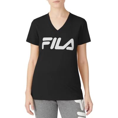 FILA Sasha V Neck Tee Womens Short Sleeve Graphic T-Shirt