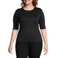 Worthington Plus Womens Ultra Smoothing Crew Neck Top