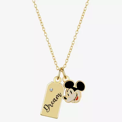 Disney Classics 100 Celebration Dream Charm Cubic Zirconia Pure Silver Over Brass 16 Inch Cable Rectangular Mickey Mouse Pendant Necklace