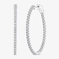 (G / SI1- SI2) 2 CT. T.W. Lab Grown White Diamond 10K or Yellow Gold 41.2mm Oval Hoop Earrings