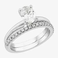 1 1/4 CT. T.W. Oval Lab-Grown (H / SI2) Diamond Solitaire Bridal Set 10K or 14K Gold