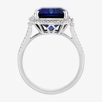 Effy  Womens Gemstone & 3/8 CT. T.W. Diamond 14K Gold Halo Side Stone Cocktail Ring