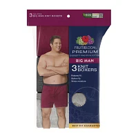 Fruit of the Loom Premium Cotton Knit Big and Tall Mens 3 Pack Boxers