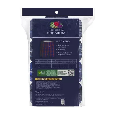 Fruit of the Loom Premium Cotton Mens 4 Pack Boxers