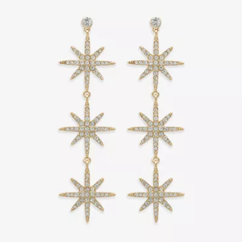 Bijoux Bar Gold Tone Glass Star Drop Earrings