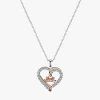 Disney Classics Cubic Zirconia Pure Silver Over Brass 16 Inch Cable Crown Heart Princess Pendant Necklace