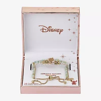 Disney Classics Ohana Beaded Womens Cubic Zirconia Flower Lilo & Stitch Bolo Bracelet