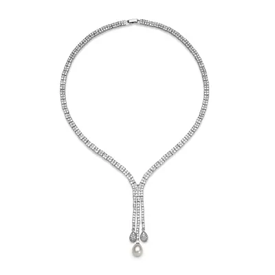 Cultured Freshwater Pearl and Cubic Zirconia Bridal Necklace