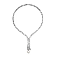 Cultured Freshwater Pearl and Cubic Zirconia Bridal Necklace