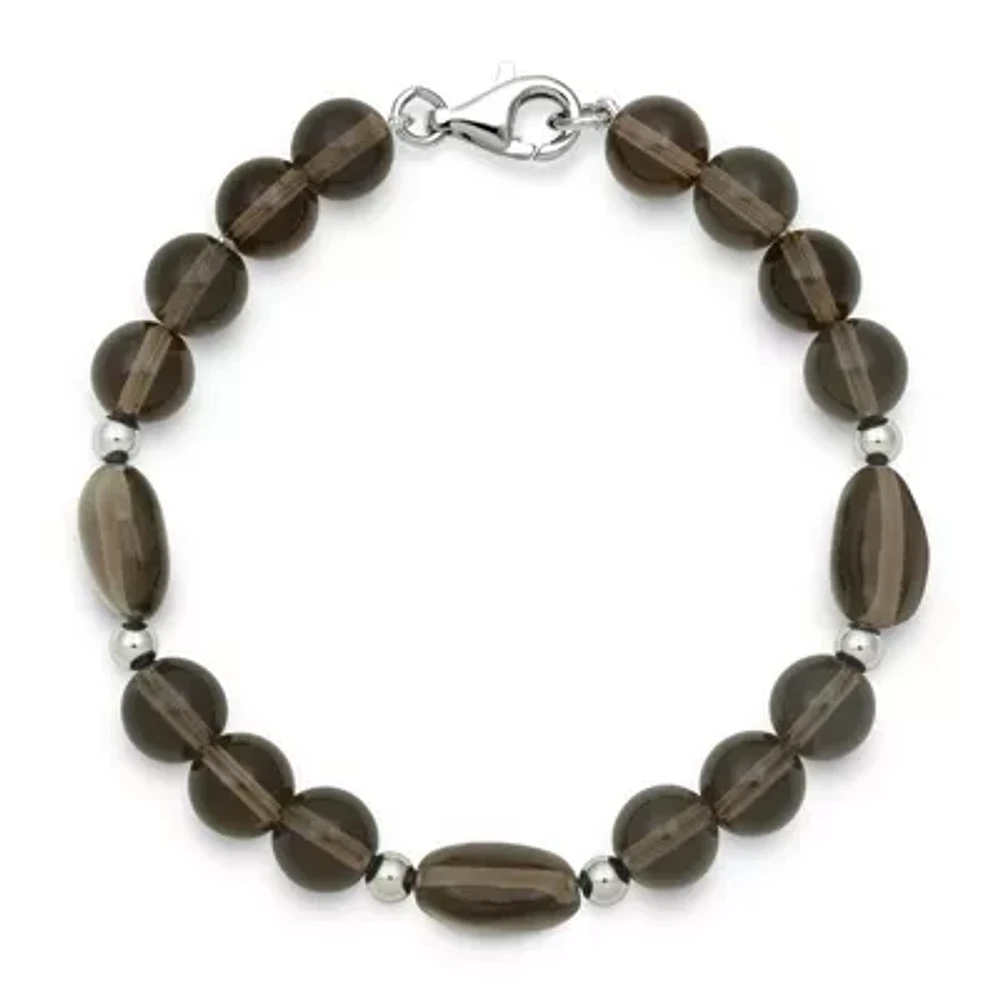 Smoky Quartz Sterling Silver Bead Bracelet