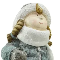 18'' Snowy Woodlands Little Girl Holding Tea Light Lantern Christmas Figurine