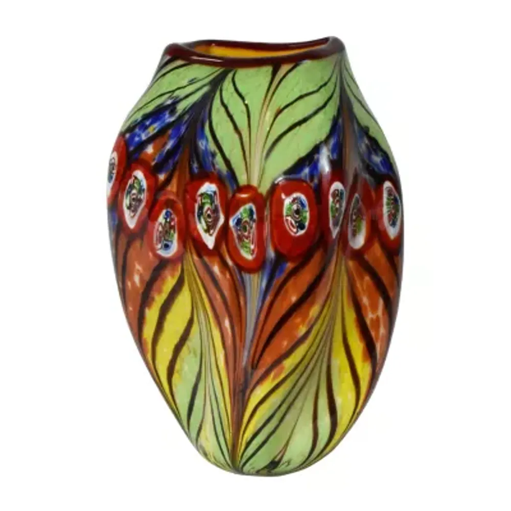 Dale Tiffany Peacock Feather Art Glass Vase