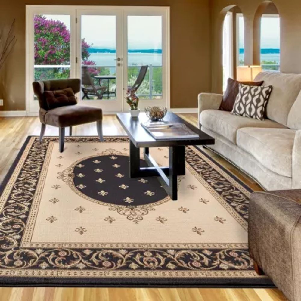 Concord Global Trading Jewel Collection Fleur De Lys Medallion Area Rug