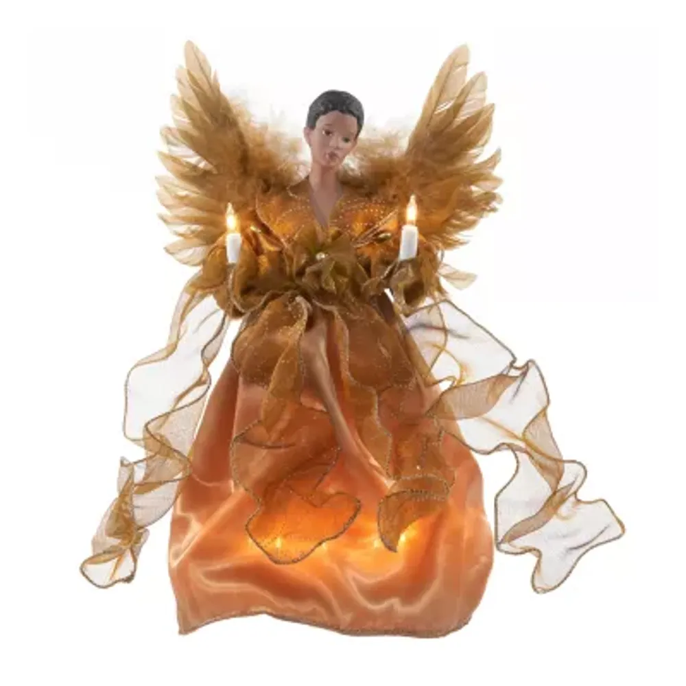 Kurt Adler 13" African American Gold Angel Lighted Treetopper