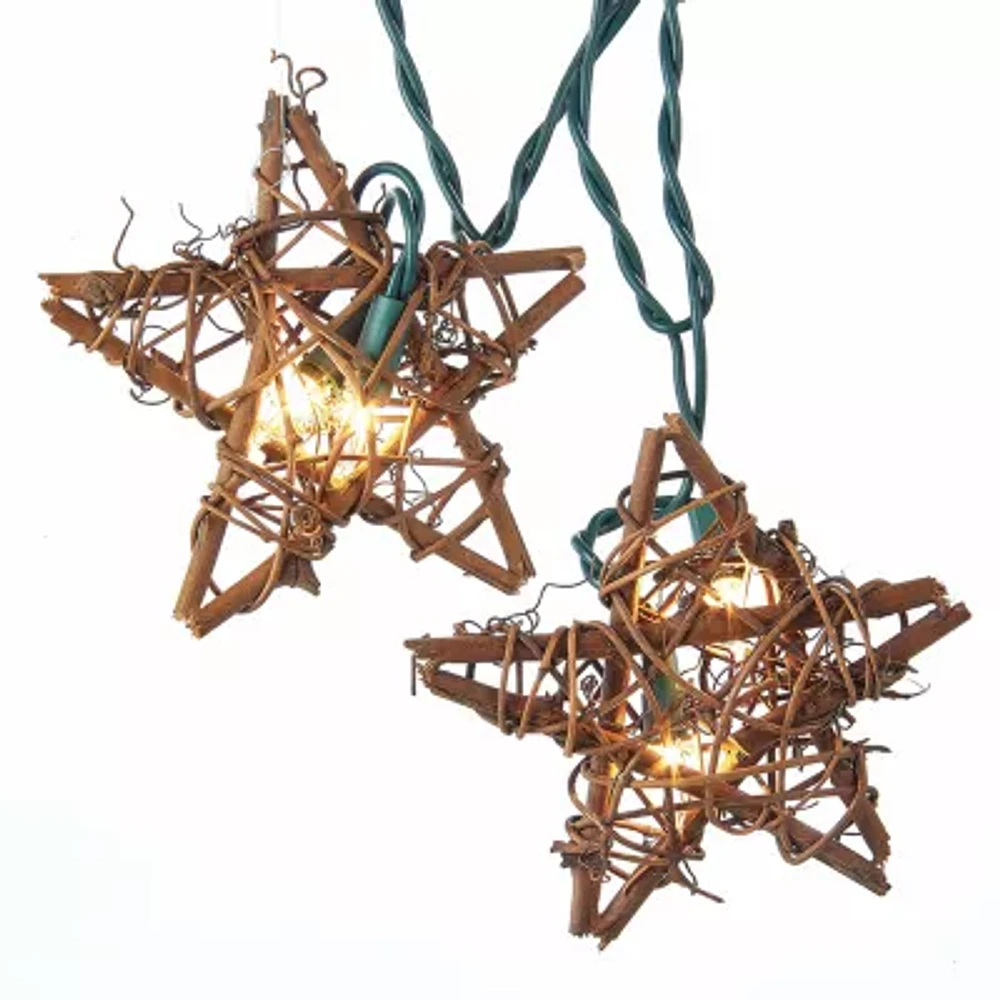 Kurt Adler Rattan Natural Star Light Set