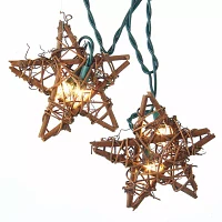 Kurt Adler Rattan Natural Star Light Set