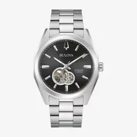 Bulova Surveyor Mens Automatic Silver Tone Stainless Steel Bracelet Watch 96a270