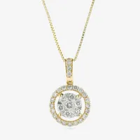 Womens 1/2 CT. T.W. Natural White Diamond 14K Gold Round Pendant Necklace