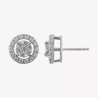 1 CT. T.W. Natural White Diamond 10K White Gold 10.9mm Stud Earrings