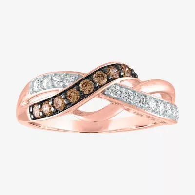 Womens 1/3 CT. T.W. Natural White Diamond 10K Rose Gold Cocktail Ring