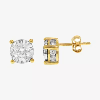 Tru Miracle 1 1/2 CT. T.W. Natural White Diamond 14K Gold 7.8mm Stud Earrings