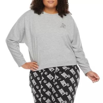 Juicy By Juicy Couture Plus Cozy Fleece Womens Crew Neck Long Sleeve Sweatshirt