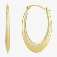 10K Two Tone Gold 25mm Round Hoop Earrings