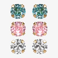 Girls 14K Gold Multicolor Cubic Zirconia 3-pr. Earring Set