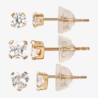 Childs 14K Gold Cubic Zirconia Stud Earring Set