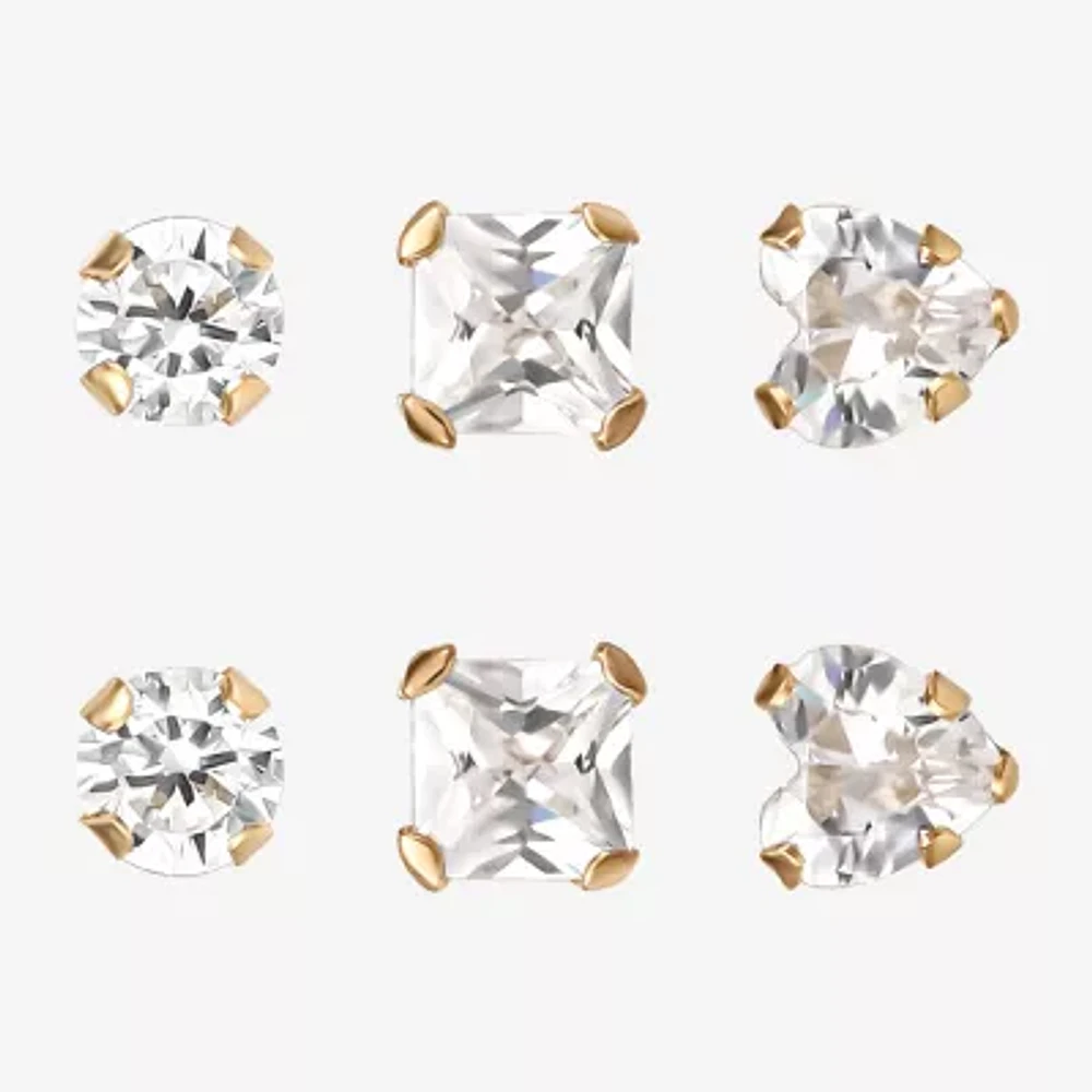 Childs 14K Gold Cubic Zirconia Stud Earring Set