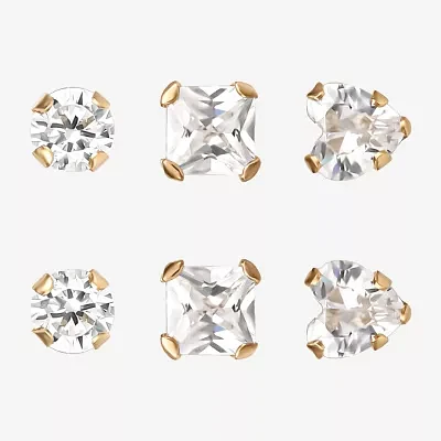 Childs 14K Gold Cubic Zirconia Stud Earring Set