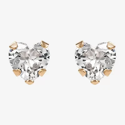 Girls Cubic Zirconia Heart Stud Earrings