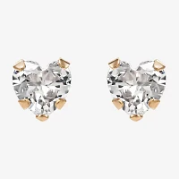 Girls Cubic Zirconia Heart Stud Earrings