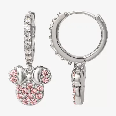 Disney Collection Pink Cubic Zirconia Sterling Silver 16.2mm Minnie Mouse Stud Earrings