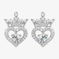 Disney Collection White Cubic Zirconia Sterling Silver 12.6mm Princess Stud Earrings