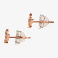 Disney Collection White Cubic Zirconia 14K Rose Gold Over Silver 9.7mm Crown Princess Stud Earrings