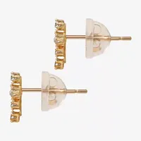 White Cubic Zirconia 14K Gold 7.3mm Cross Stud Earrings