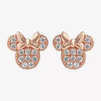 Disney Collection White Cubic Zirconia 14K Gold Over Silver 8.9mm Minnie Mouse Stud Earrings