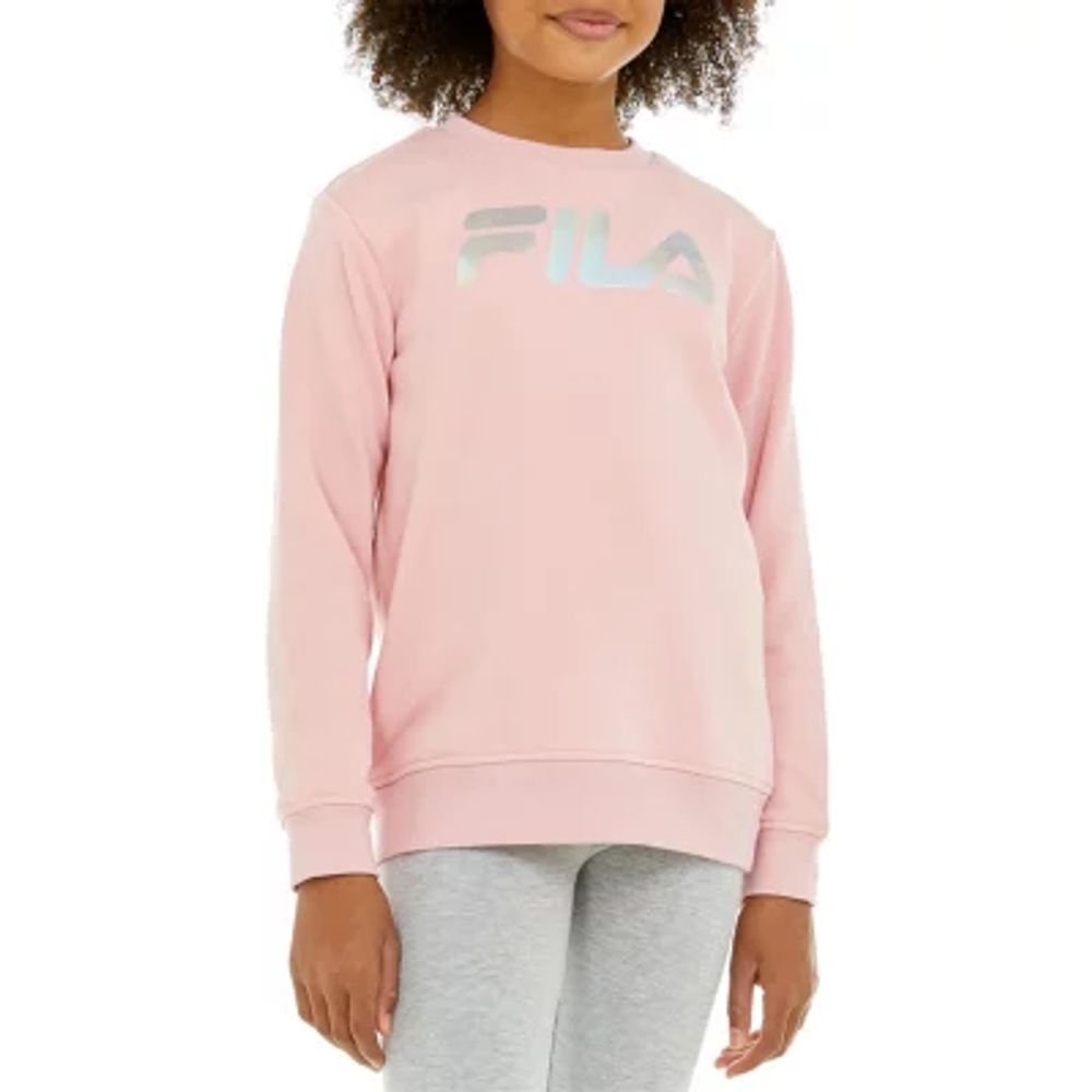 FILA Big Girls Crew Neck Long Sleeve Fleece Sweatshirt