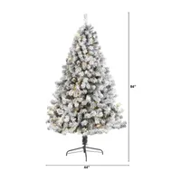 Nearly Natural 7 Foot West Virginia Flocked Fir With 350 Clear Led Lights Pre-Lit Artificial Christmas Tree